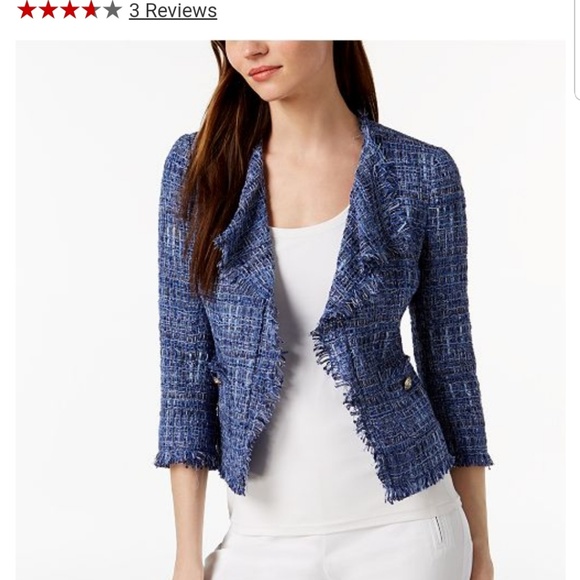 anne klein cropped embroidered jacket